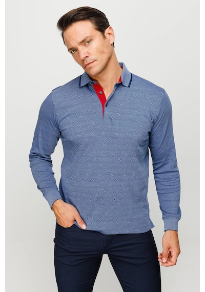Desen Triko Erkek Polo Yaka Kare Desenli Uzun Kollu Sweatshirt Lacivert Lacivert Desen Triko Erkek Polo Yaka Kare Desenli Uzun Kollu Sweatshirt Lacivert Lacivert