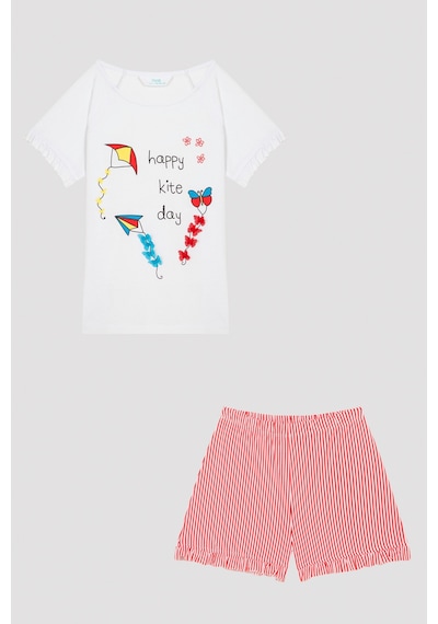 Penti Kız Çocuk Uçurtma Baskılı Pijama Takımı Beyaz