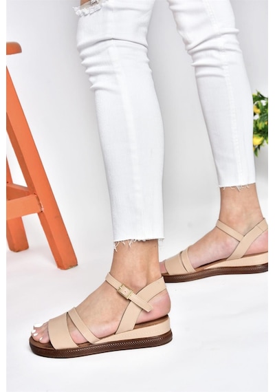 Fox Shoes P674300709 Ten Dolgu Topuklu Günlük Kadın Sandalet