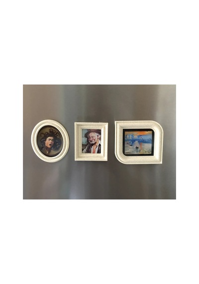 Alvera Decor 3'lü Mini Tablo Çerçeve Buzdolabı Magneti Güçlü Mıknatıslı Fotoğraflık Dekoratif Set