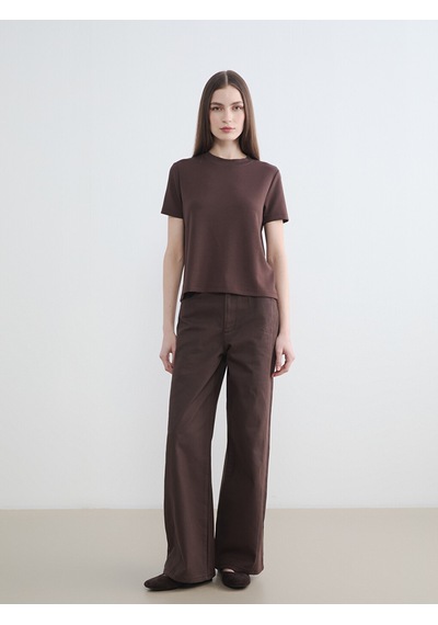 Lcw Modest Kahverengi Regular Fit Geniş Paça Kadın Pantolon