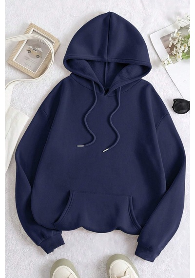 Vangogh Baskılı Oversize Sweatshirt Lacivert