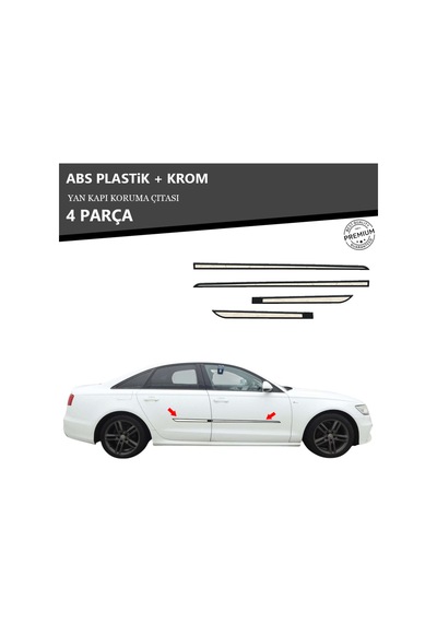Audı A6 2011 Üzeri Yan Kapı Koruma Çıtası Plastik + Krom Unvrslppkçt00075