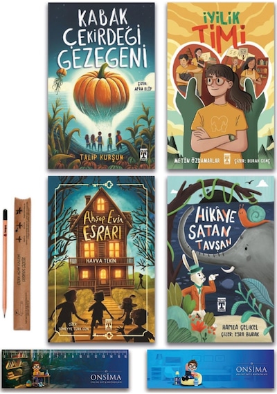 İlk Genç Timaş Kabak Çekirdeği Gezegeni - İyilik Timi - Hikaye Satan Tavşan - Ahşap Evin Esrarı Set - 4 Kitap