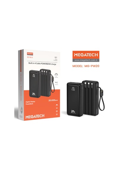 Megatech Mg-pw-20 20.000 Mah Siyah Powerbank Digital Göstergeli