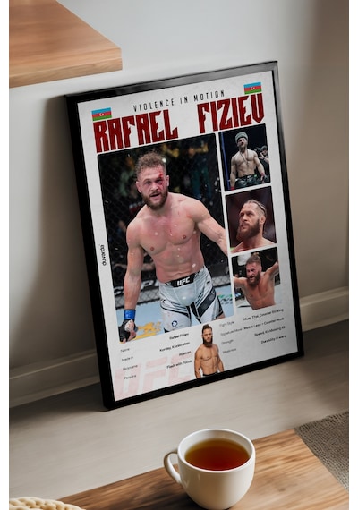 Rafael Fiziev Ufc Siyah Ahşap Çerçeveli Poster, Dekoratif Dövüş Duvar Tablosu