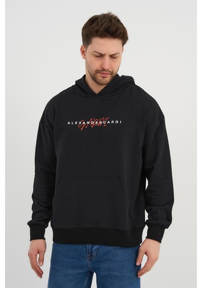 Alexander Gardi Alexandergardı Özel Unisex Baskılı Kapüşonlu Kanguru Cepli Sweatshirt Unx-0017602 Siyah