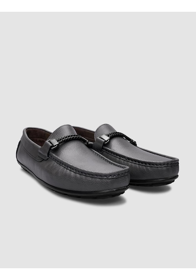 Cabani %100 Hakiki Deri Gri Tokalı Erkek Loafer-gri Gri