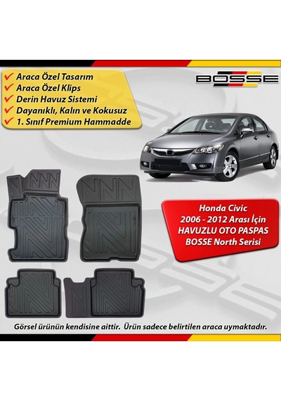 Honda Civic Sedan Paspas Fd6 Araca Özel 2006-2012 Derin Havuzlu North Serisi