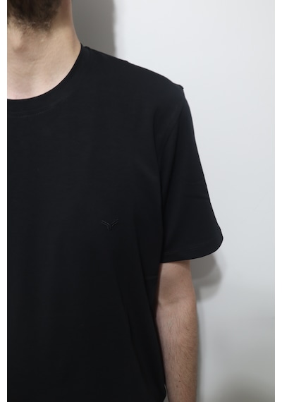 Santa Dmctekstil Erkek 2675 Düz Spor Kesim Rahat Kalıp Bisiklet Yaka Basic T-shirt Siyah