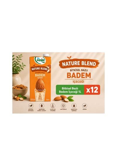 Bitkisel Badem Sütü 1 Lt X 12 Adet
