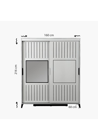 Pasifichome Huga Beyaz Gardırop & Yatak Odası Dolabı Sürgülü 160Cm/ 2 Kapaklı