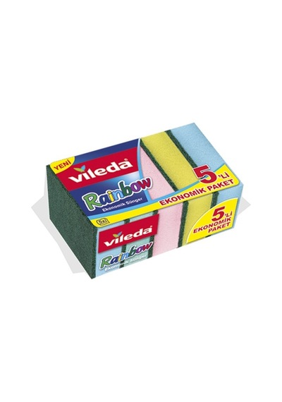 Vileda Rainbow Ekonomik Düz Bulaşık Süngeri 2 x 5 Adet Çok Renkli