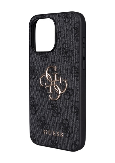 Apple Uyumlu iPhone 15 Pro Max Kılıf Guess Lisanslı 4g Büyük Metal Logolu Askılı Kapak Siyah