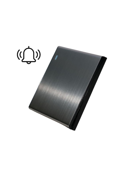 MERALLI INOX aydınlatmalı zil butonu, hakiki fırçalanmış paslanmaz çelik, çerçevesiz 86×86 Modüler  kasa dahil