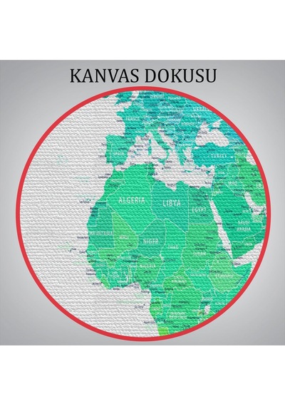 Es10 BOXING065 Dünya Haritası Dekoratif Kanvas Tablo 1108 (95 x 165)