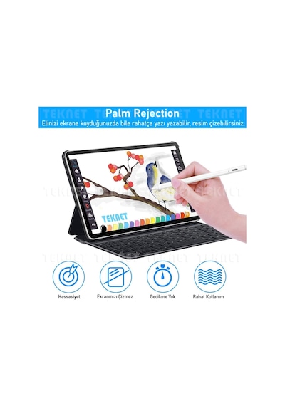 Apple Uyumlu iPad  Pro 12.9 4. Nesil 2020 Active Stylus Özel Yazı / Çizim Kalemi Palm Rejection Dokunmatik Kalem