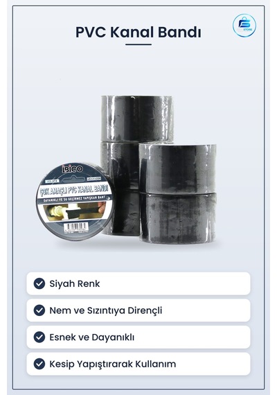 Pvc Kanal Bandı Siyah Su Geçirmez Çok Amaçlı Yapışkan İzolasyon E