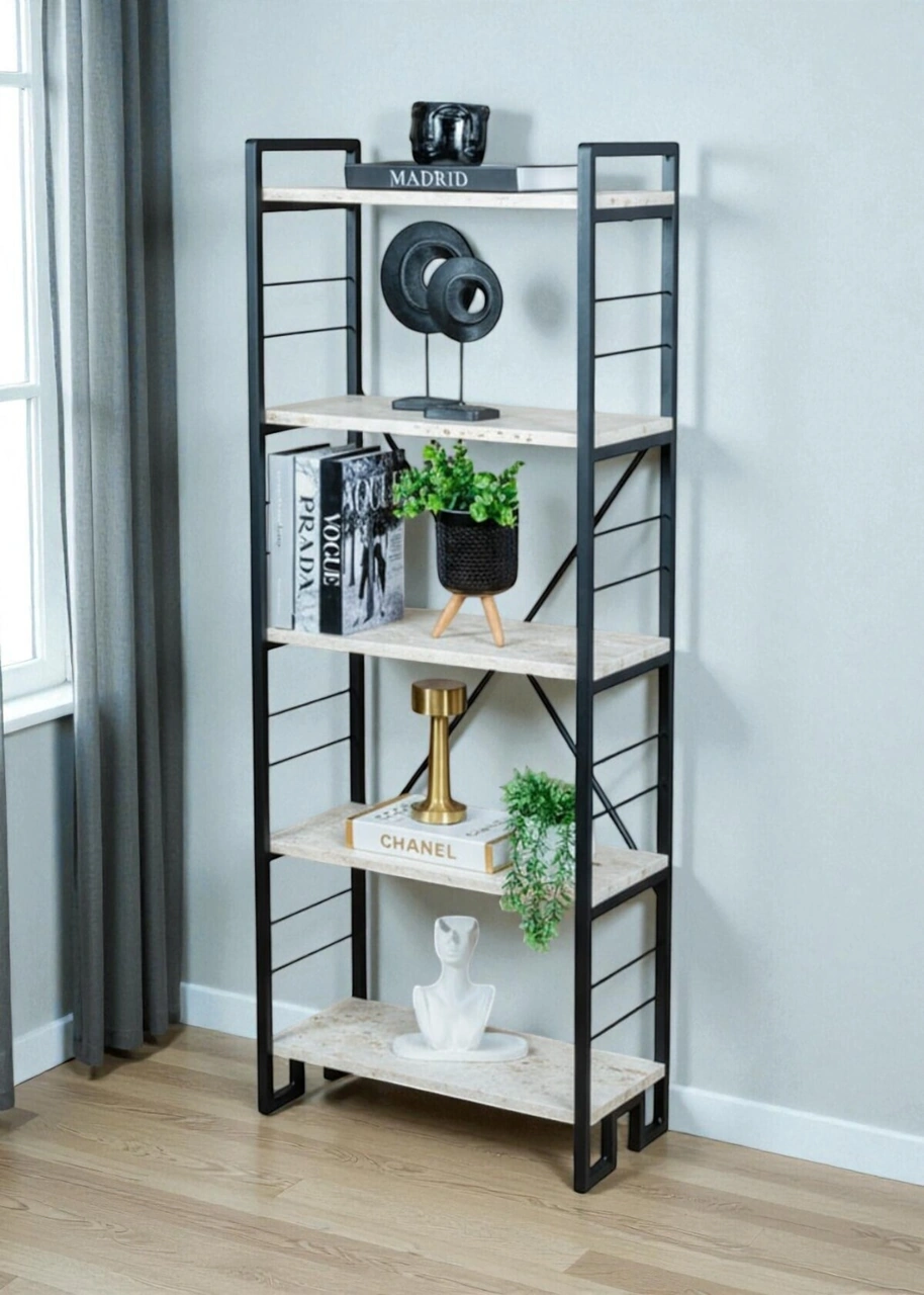 Dekoratif Beyaz Ahşap Raflı Metal Kitaplık Çok Amaçlı 5 Raflı Dolap Matkapsız Kolay Kurulum Beyaz Dekoratif Beyaz Ahşap Raflı Metal Kitaplık Çok Amaçlı 5 Raflı Dolap Matkapsız Kolay Kurulum Beyaz