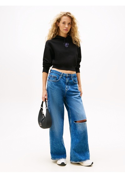 Tommy Hilfiger Kadın Marka Logolu Kapüşonlu Şık Görünüşlü Siyah Sweatshirt Dw0dw21408 Bds