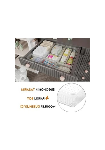 Şeffaf 8 Parça Bebek Çekmece Düzenleyici, Organize Edici Set 50cm