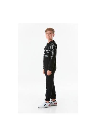 Fullamoda Baskılı Kapüşonlu Erkek Çocuk Sweatshirt 25kcck1303206202-siyah 25KCCK1303206202-Siyah