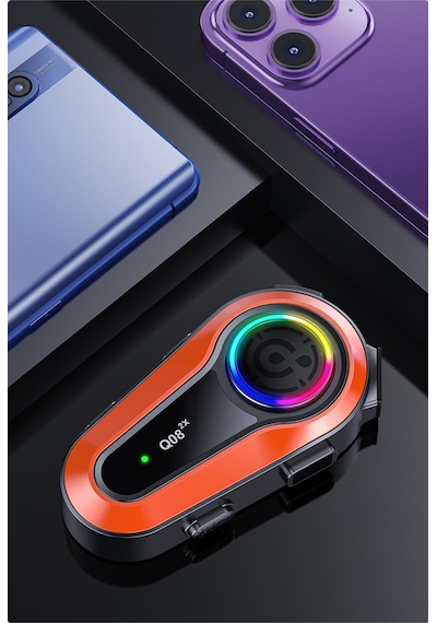 Motorsiklet Kask Interkom Kulaklık Rgb Işık Bluetooth 5.0 Çift Telefon Bağlantı 2x Intercom