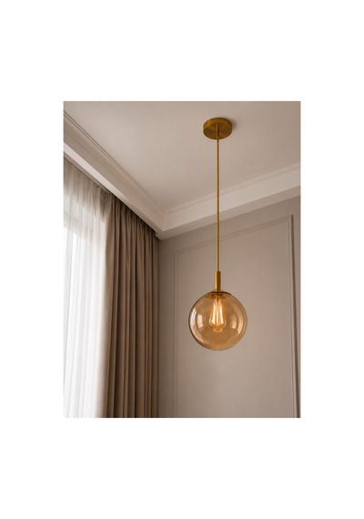 Elan Eskitme Metal Tekli Bal Cam Küre Sarkıt Avize Ayarlanabilir Modern Metal Minimal Tavan Aydınlatma
