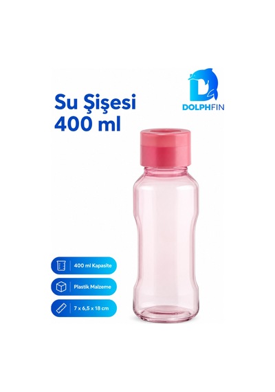 Pembe Su Şişesi 400 Ml Plastik Suluk Günlük Kullanım Cok Renkli