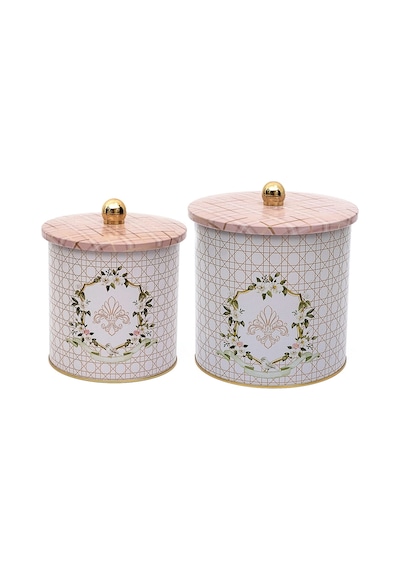 Evle Rosy Topuz Kulplu Saklama Kabı 2 Li Set 17.5 x 18 CM - 14 x 15 CM Çok Renkli