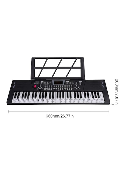 Başlangıç İçin 61 Tuşlu Elektronik Dijital Profosyenel Org Piyano Mikrafonlu Keyboard Siyah