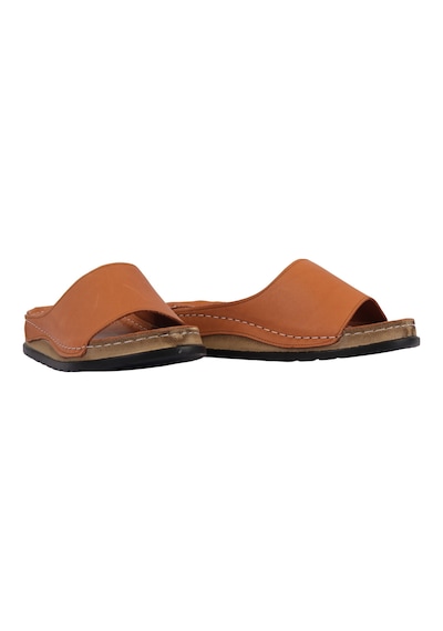 Napa Shoes Hakiki Deri Lazer Kesim Delikli Rahat Taban Kadın Terlik Napa-309 Taba