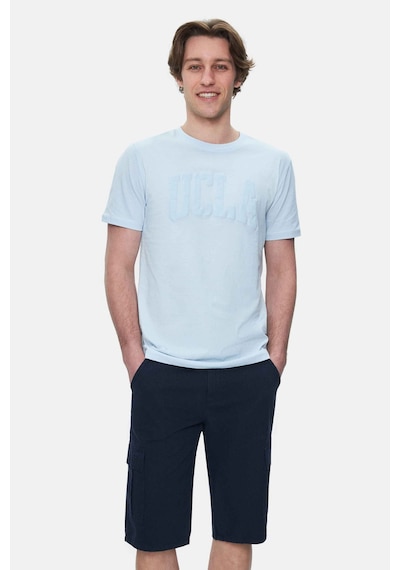 Ucla Culver Gök Mavi Bisiklet Yaka Baskılı Standard Fit Erkek Tshirt Gök Mavi