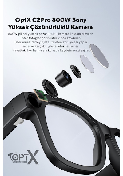 Akıllı Gözlük Yapay Zeka Aı , Kamera, Bluetooth, Müzik, Ipx5