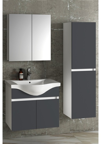 Yıldız 65+35 Cm Beyaz-antrasit Gri Mat Mdf Seramik Lavabolu Asma Banyo Dolabı Takımı Beyaz - Antrasit Yıldız 65+35 Cm Beyaz-antrasit Gri Mat Mdf Seramik Lavabolu Asma Banyo Dolabı Takımı Beyaz - Antrasit