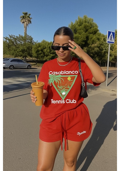 Cosablanca Tennıs Unisex Tişört Yb2 Kirmizi