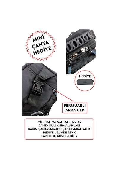 Dada Fonksiyonel Sırt Göğüs El Ve Omuz Çantası Su Geçirmez Kumaş Bady Bag Siyah-gri Siyah - Gri