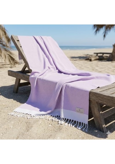 Premium%100 Pamuk Battal Boy Peştemal 100x180 Cm Lüks Plaj Havlusu, Hızlı Kuruyan Kum Tutmaz Şezlong Havlusu, Hafif Seyahat İçin İdeal 1, Lila Açık
