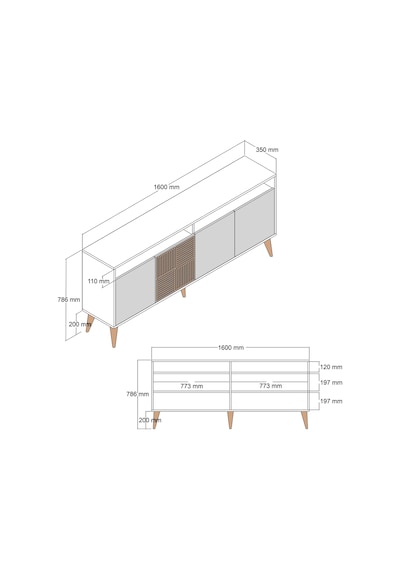Milan 160cm Konsol - Ceviz / Beyaz