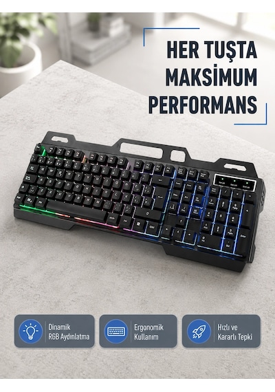 Rgb Aydınlatmalı Klavye Mouse Seti - Usb Bağlantılı, Türkçe Q, Ayarlanabilir Dpı, Ergonomik Yapı 81212116
