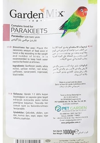 Gardenmix Platin Paraket Yemi 1kg