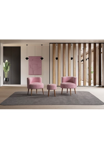 Panda Çay Seti Berjer Ve Puf Takımı Salon, Balkon, Ofis 3 Lü Takım Pembe