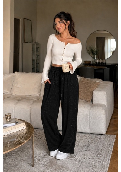 Unika Boutique Kadın Tek Alt Simli Eşofman Siyah
