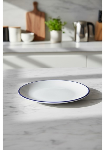 6'lı Valencia Servis Tabağı 25cm Rim Lacivert Rinart Krem