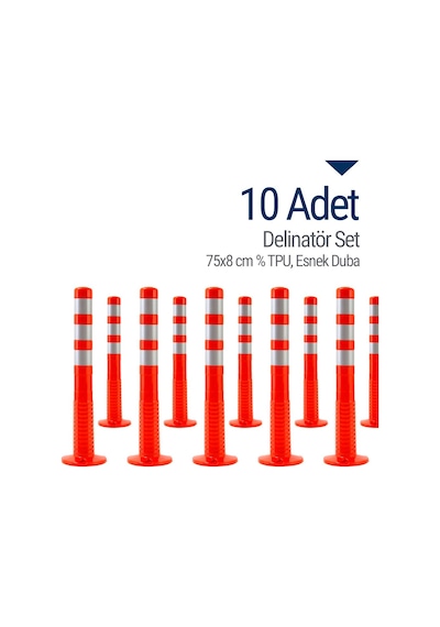 10'lu Delinatör Set 75 x 8 CM Tpu. Esnek Duba