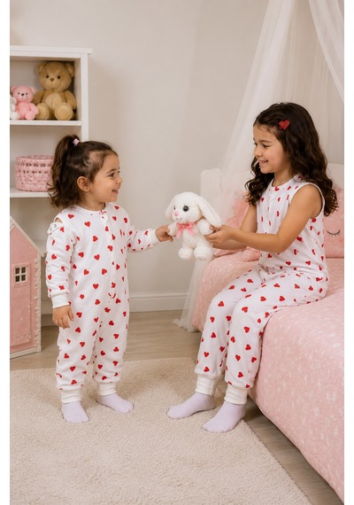 Babyhola Çıkarılabilir Kollu Fermuarlı Uyku Tulumu 1-8 Yaş Pazen 4 Mevsim 2701 Kırmızı