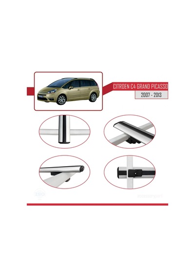 Citroen C4 Grand Picasso 2007-2013 Arası İle Uyumlu Basic Model Ara Atkı Tavan Barı Gri 3 Adet