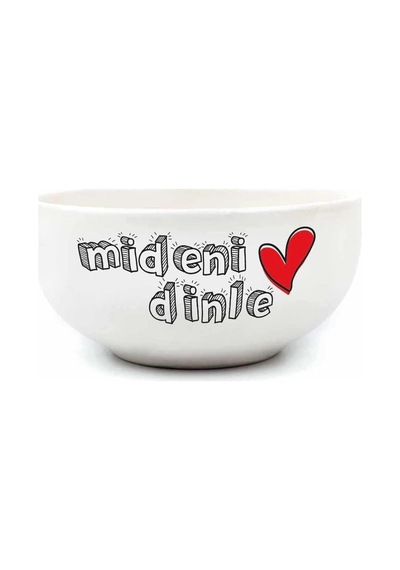 Mideni Dinle Krem Seramik Kase - Hediye Seramik Kase