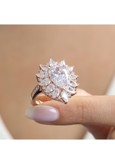 Mia Vento Effective Diamond Londra Tutkusu Rose Renk Işıltılı Gümüş Yüzük