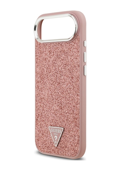 Apple Uyumlu iPhone 17 Air Kılıf Guess Lisanslı M-safeli Metal Kamera Çerçeveli Üçgen Logolu Glitter Pembe Pembe